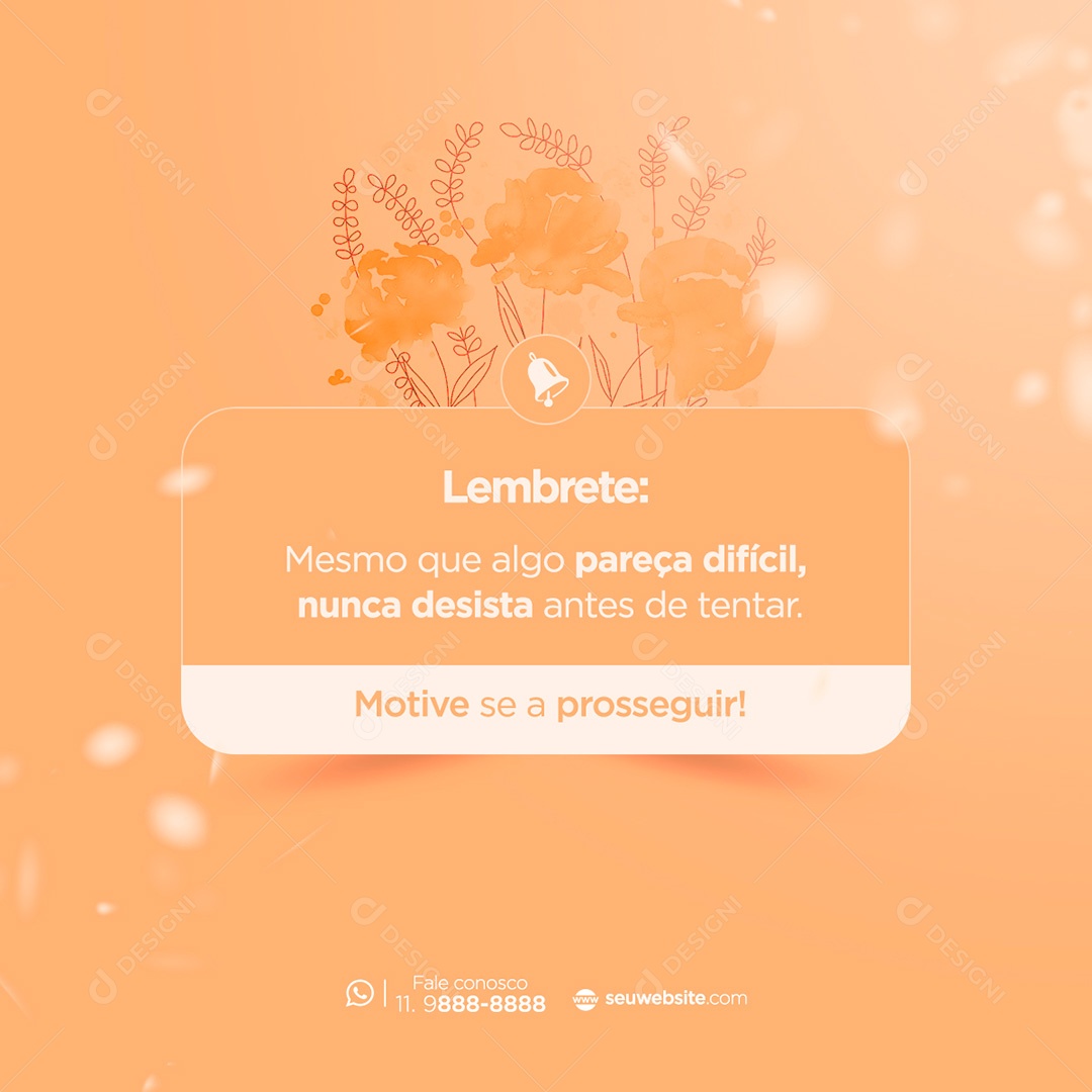 Post Social Media Lembrete Motive-se a Prosseguir Social Media PSD Editável