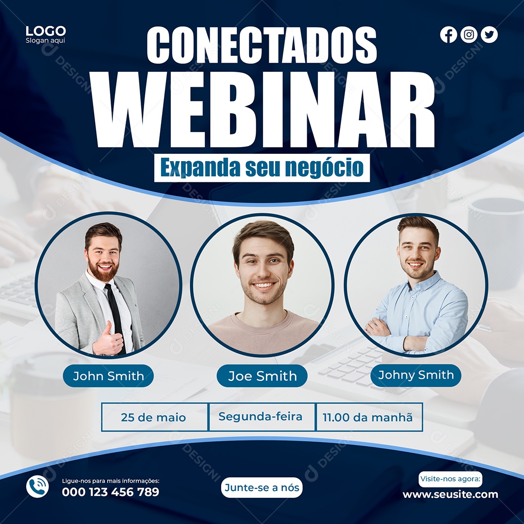 Conectados Webinar Expanda Seu Negócio Social Media PSD Editável