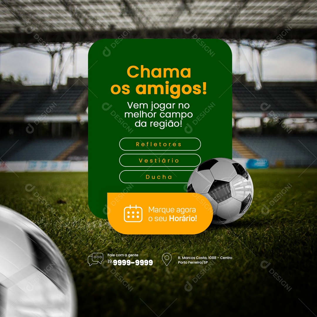 Chama os Amigos Aluguel de Campo Social Media PSD Editável