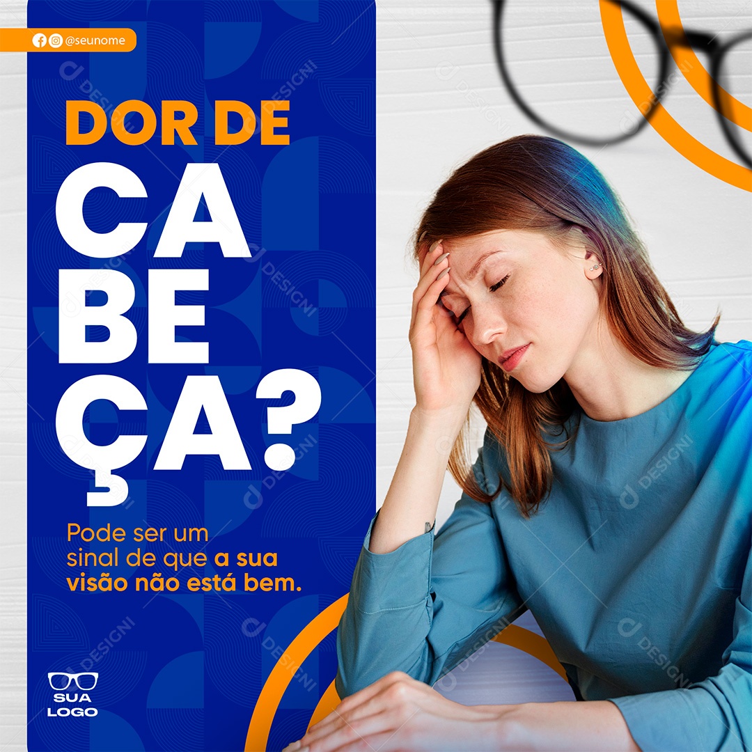 Post Ótica Dor de Cabeça Social Media PSD Editável