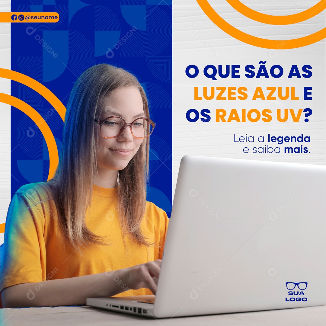 Post Ótica Luz Azul Social Media PSD Editável