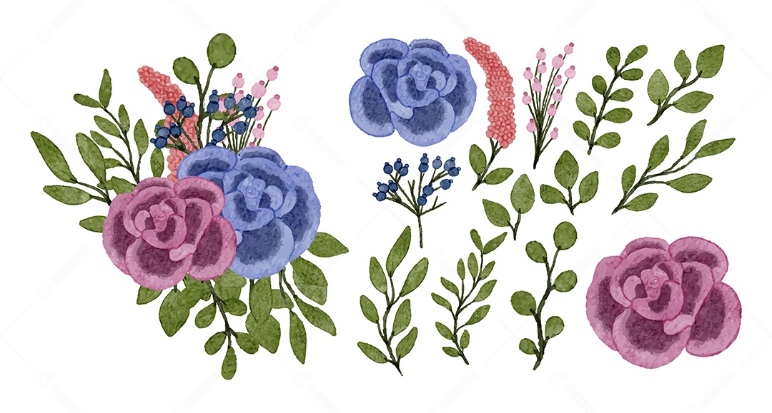 Lindas Flores de Buquê para Decoração Vetores EPS Editável