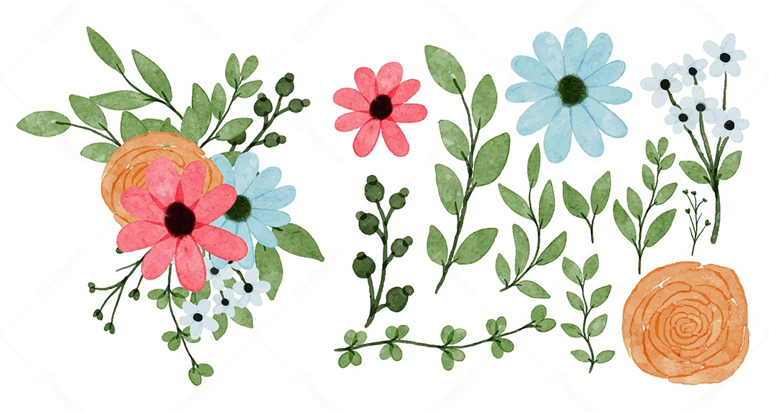 Lindas Flores de Buquê para Decoração Vetores EPS Editável