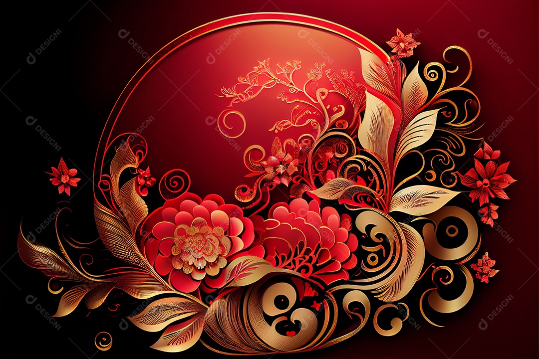 Projeto do ano novo chinês, festival da primavera, festival das lanternas ouro vermelho