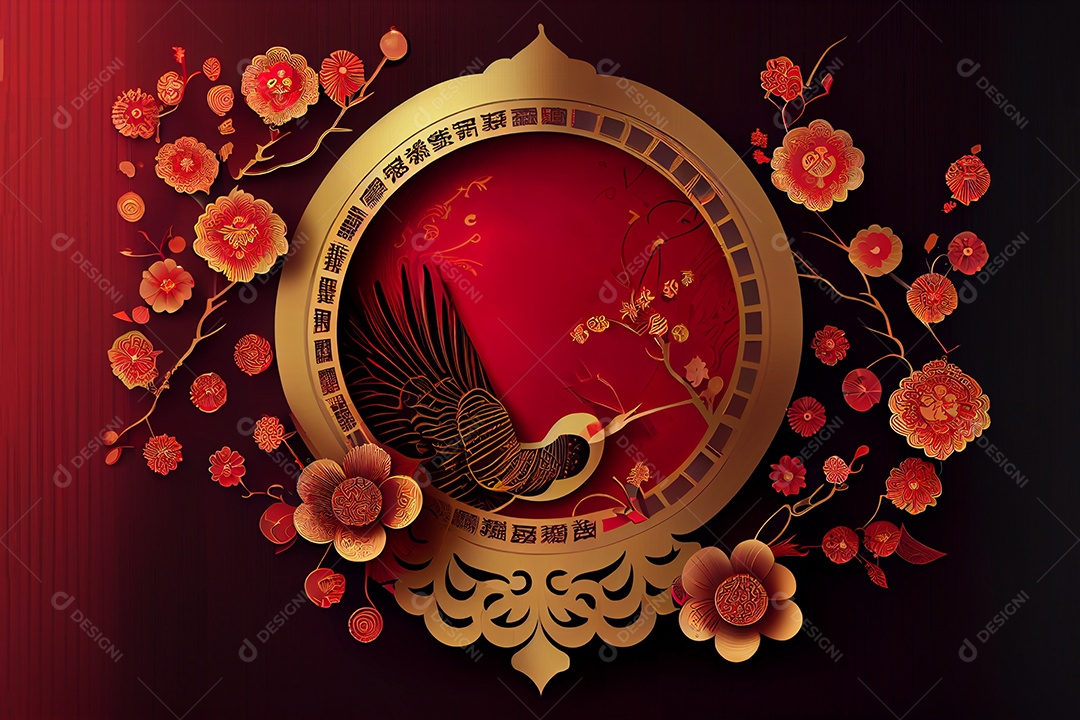 Projeto do ano novo chinês, festival da primavera, festival das lanternas ouro vermelho