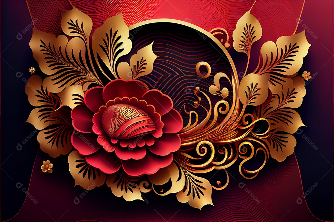 Projeto do ano novo chinês, festival da primavera, festival das lanternas ouro vermelho