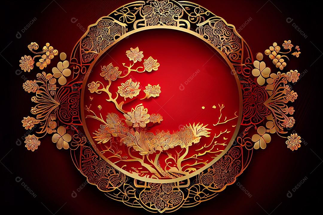 Projeto do ano novo chinês, festival da primavera, festival das lanternas ouro vermelho