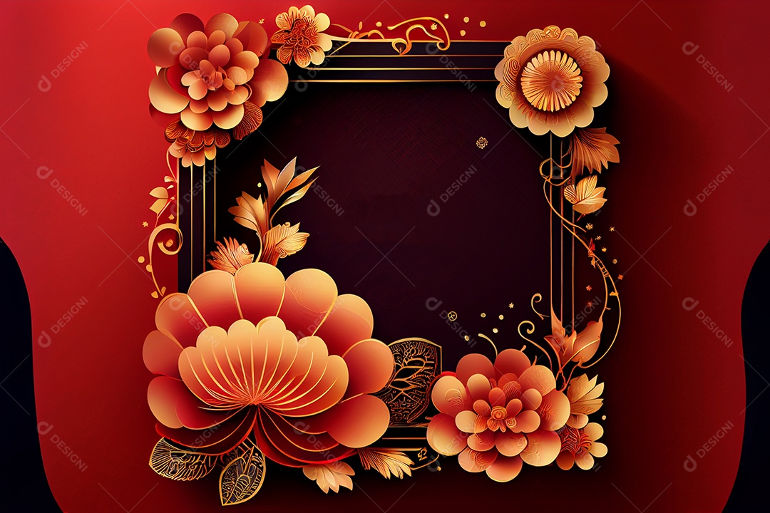 Projeto do ano novo chinês, festival da primavera, festival das lanternas ouro vermelho