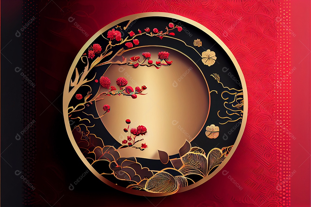 Projeto do ano novo chinês, festival da primavera, festival das lanternas ouro vermelho