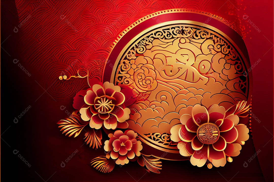 Projeto do ano novo chinês, festival da primavera, festival das lanternas ouro vermelho