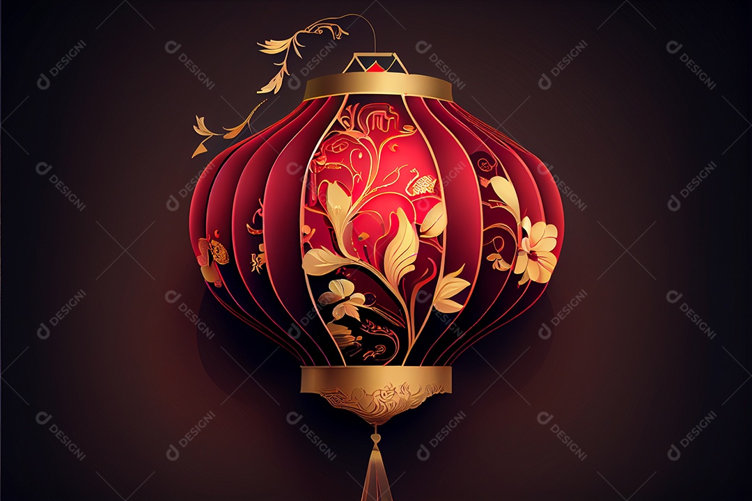 Projeto do ano novo chinês, festival da primavera, festival das lanternas ouro vermelho