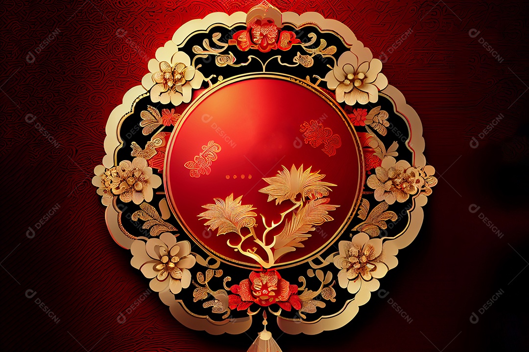 Projeto do ano novo chinês, festival da primavera, festival das lanternas ouro vermelho