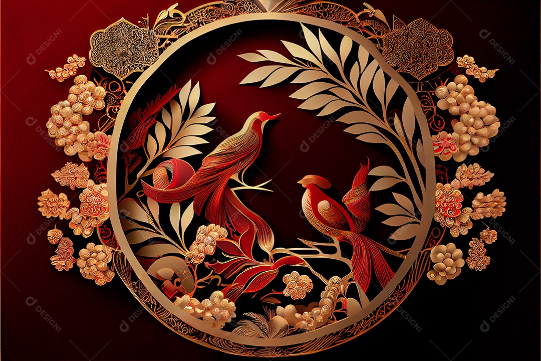 Projeto do ano novo chinês, festival da primavera, festival das lanternas ouro vermelho