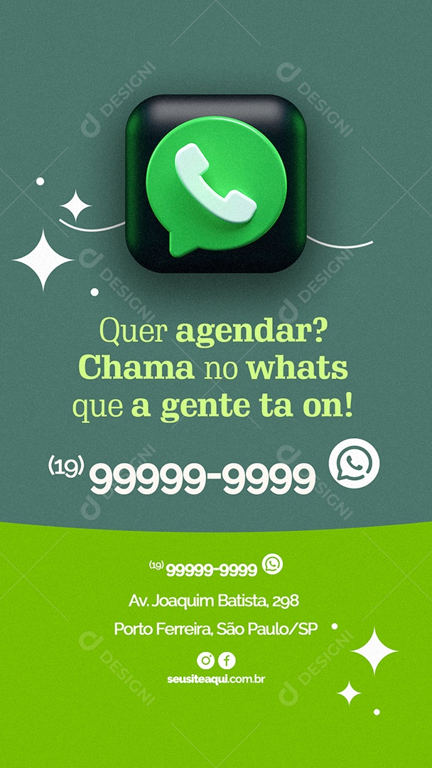 Story Quer Agendar Chama no Whatsapp Depilação a Laser Social Media PSD Editável