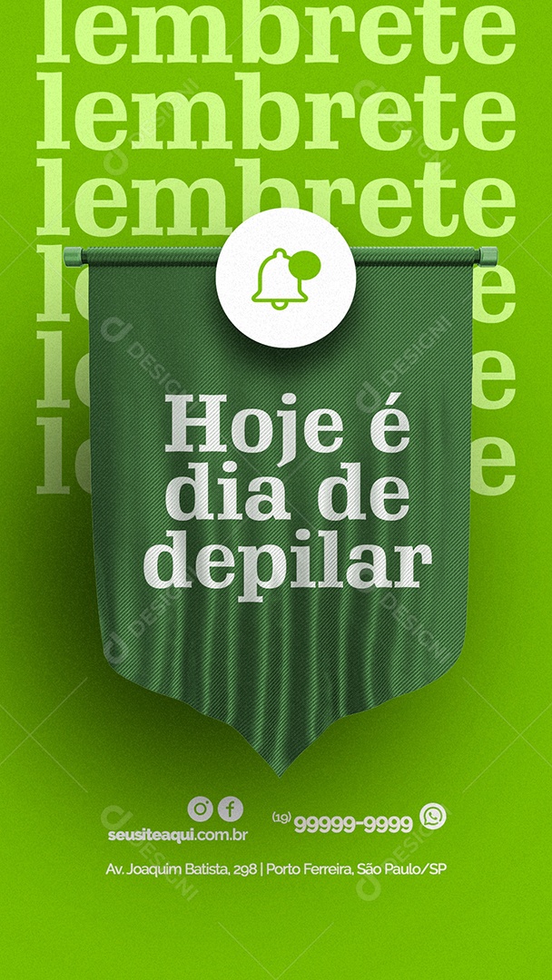 Story Lembrete Hoje é Dia de Depilar Depilação a Laser Social Media PSD Editável