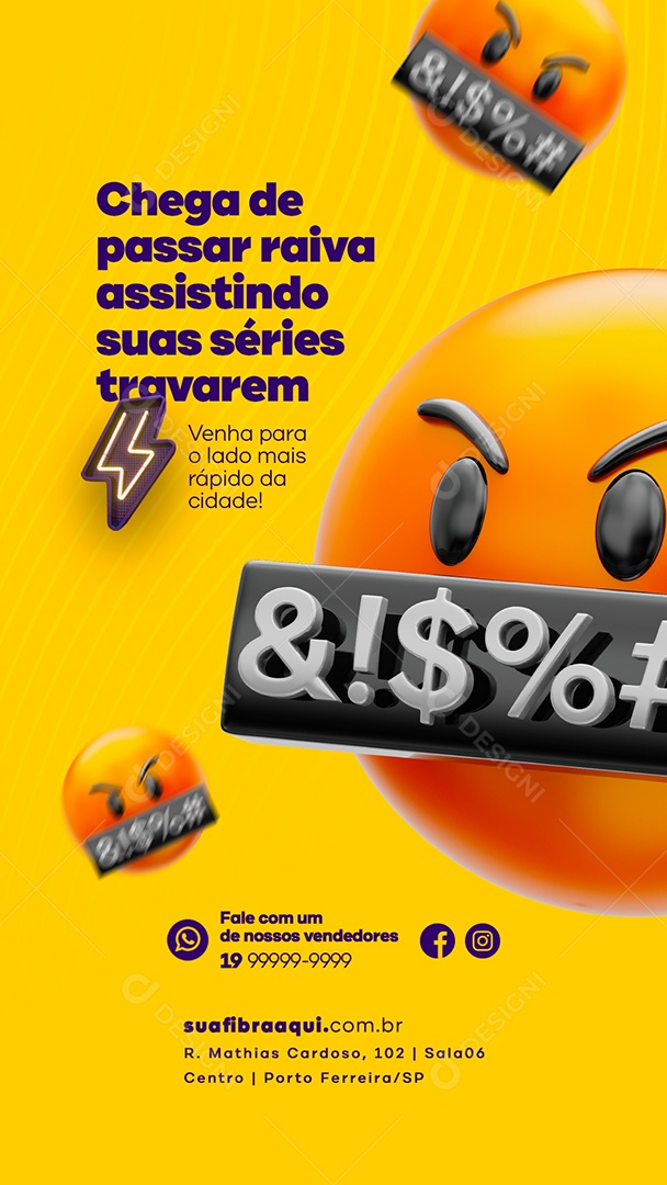 Story Chega de Passar Raiva Provedor de Internet Social Media PSD Editável
