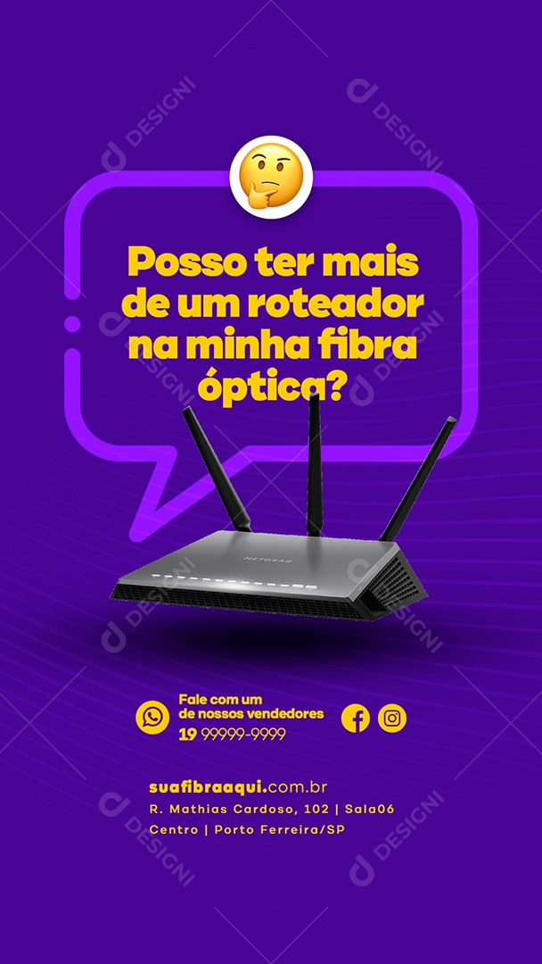 Story Posso ter Mais de Um Roteador na Minha Fibra Óptica Provedor de Internet Social Media PSD Editável