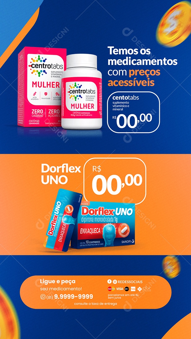 Story Temos os Medicamentos com Preços Acessíveis Farmácia Social Media PSD Editável