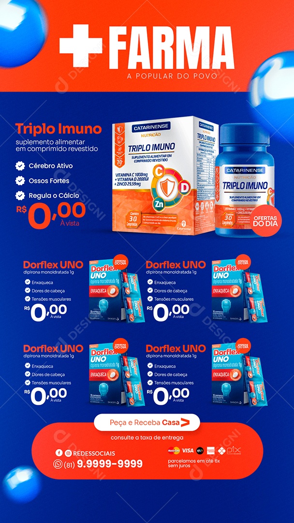 Story Dorflex Uno Farmácia Social Media PSD Editável