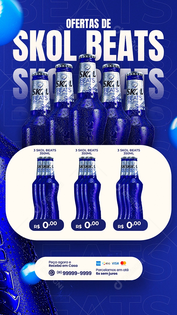 Story Encarte de Cervejaria Ofertas de Skol Beats Social Media PSD Editável