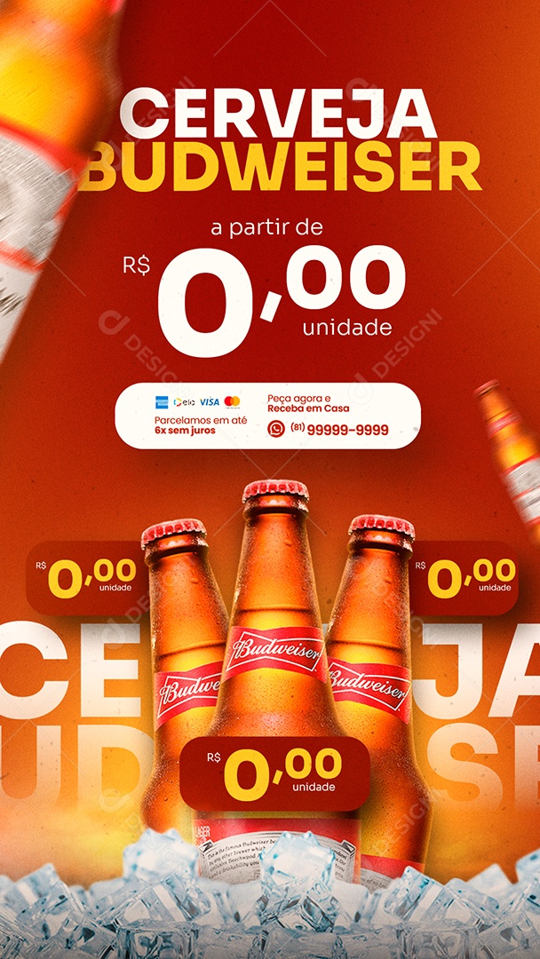 Story Encarte de Cervejaria Cerveja Budweiser Social Media PSD Editável