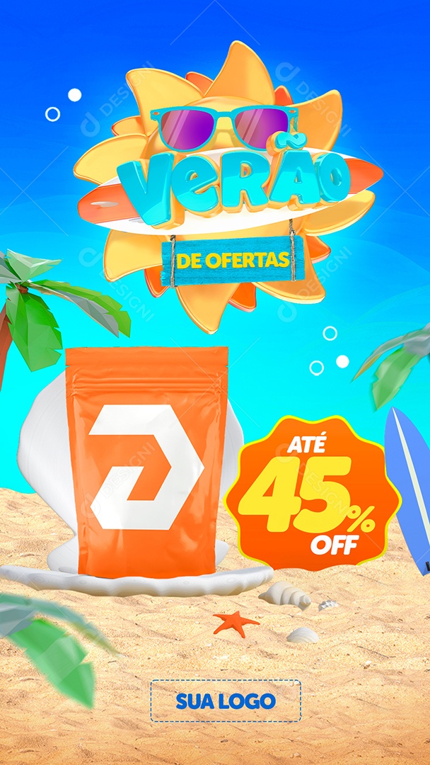 Story Verão de Ofertas Até 45% Off Venha Conferir Social Media PSD Editável
