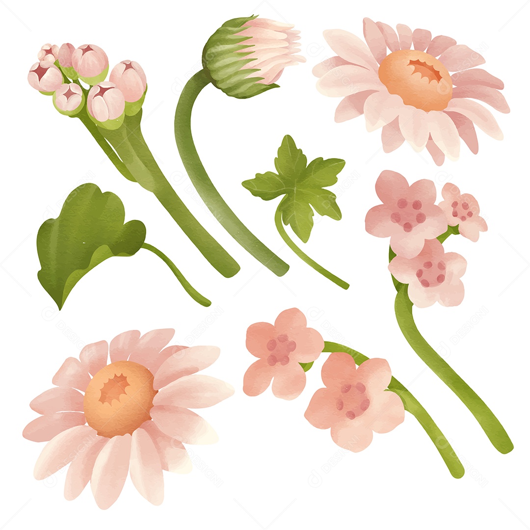 Lindas Flores de Buquê para Decoração Vetores EPS Editável