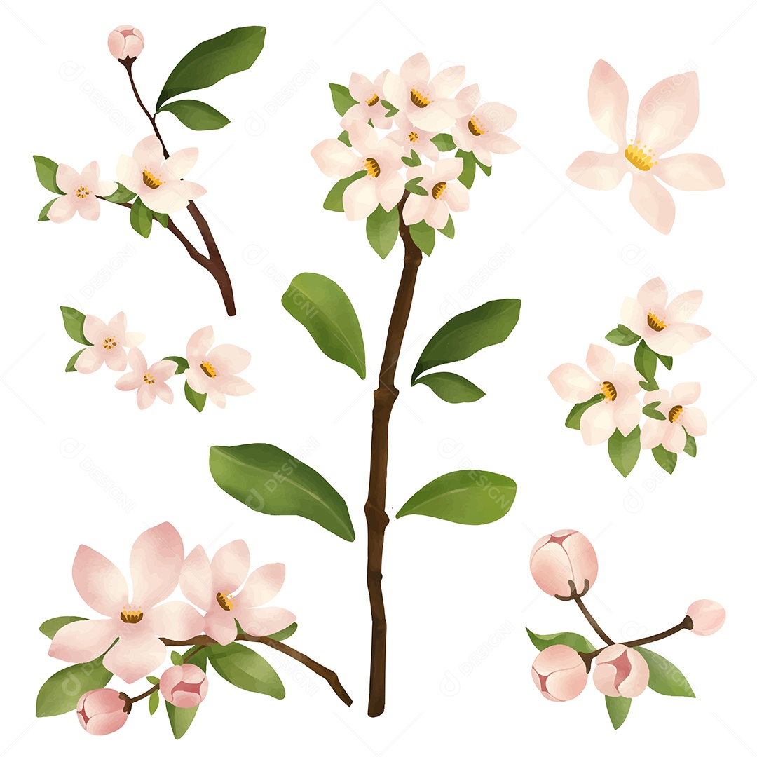 Lindas Flores de Buquê para Decoração Vetores EPS Editável