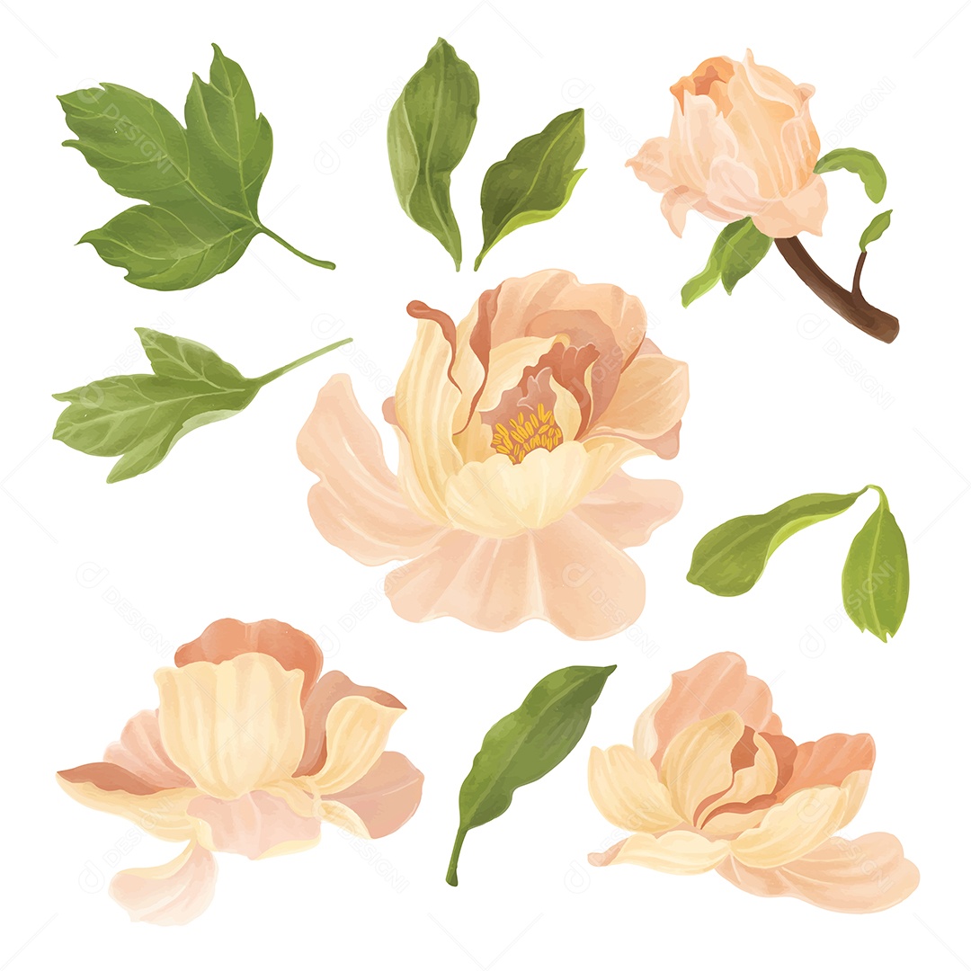 Lindas Flores de Buquê para Decoração Vetores EPS Editável