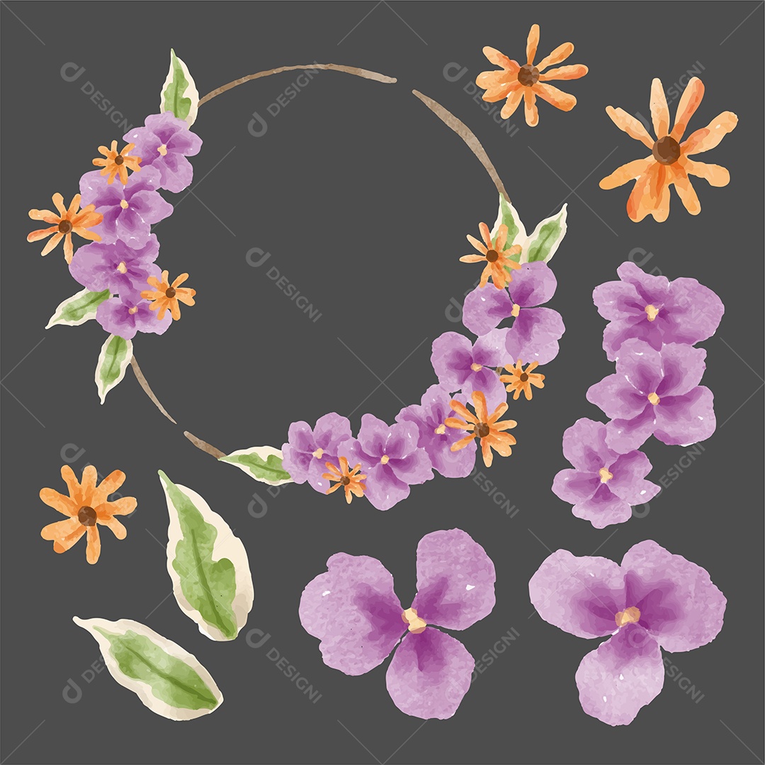 Lindas Flores de Buquê para Decoração Vetores EPS Editável