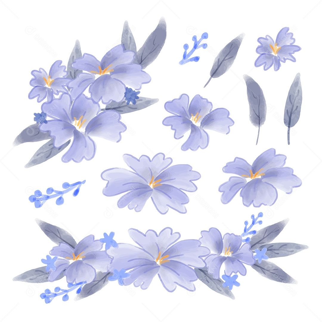 Lindas Flores de Buquê para Decoração Vetores EPS Editável