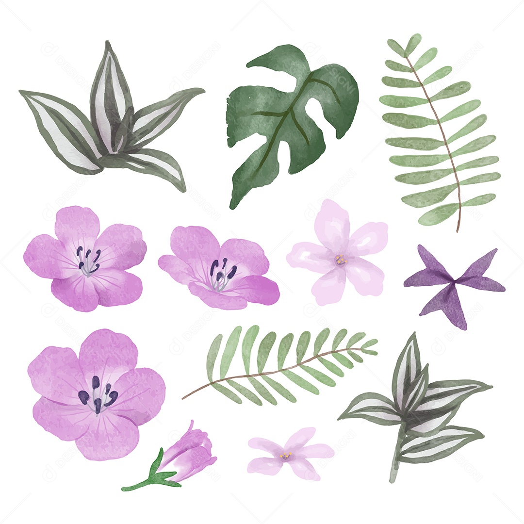 Lindas Flores de Buquê para Decoração Vetores EPS Editável