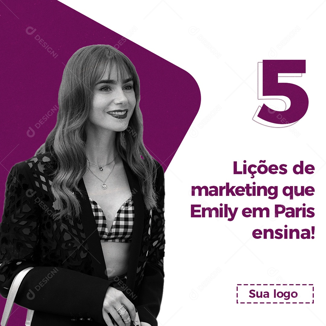 Post Lições de Marketing Emily In Paris Social Media PSD Editável