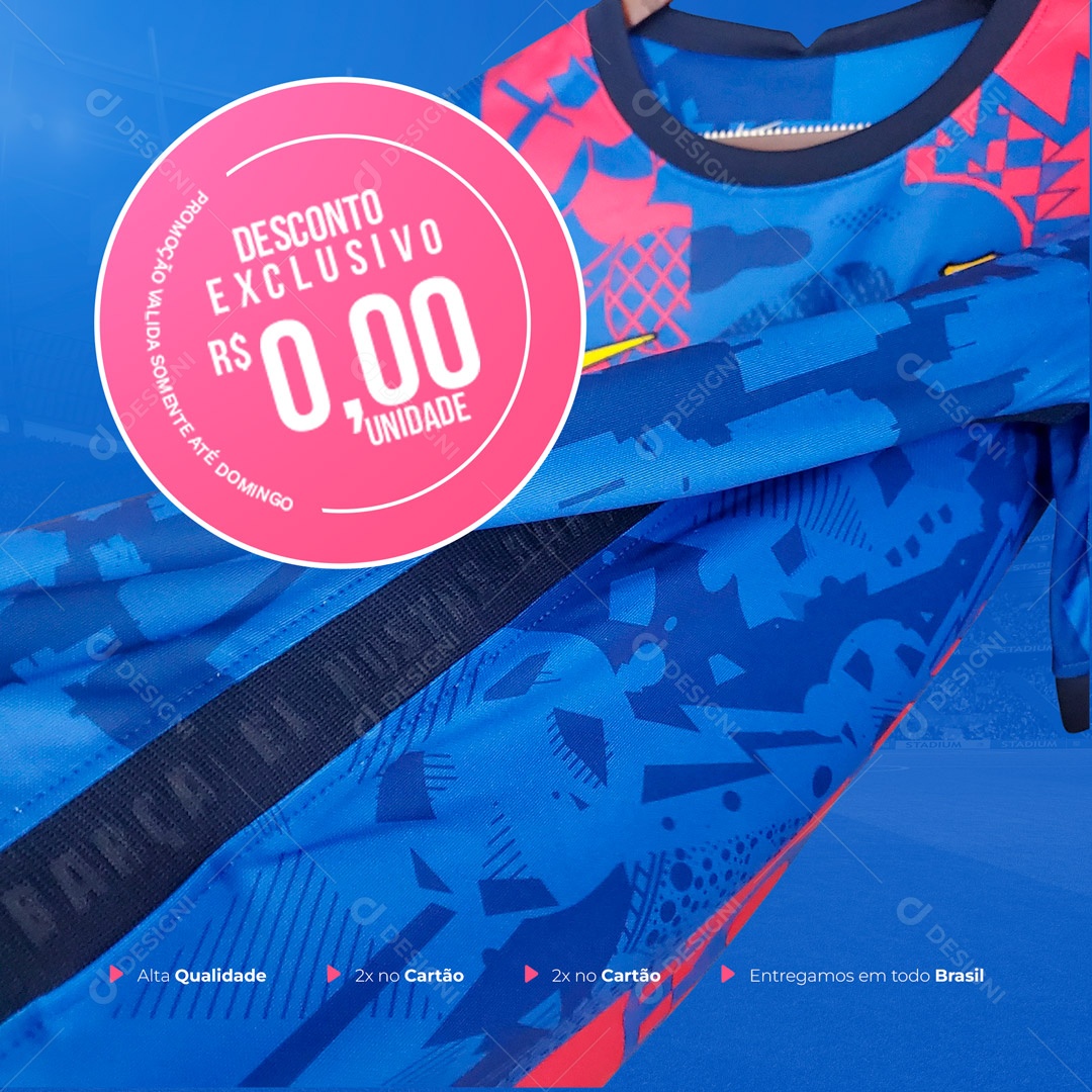 Loja de Artigos Esportivos Desconto Exclusivo Camisa do Barcelona Social Media PSD Editável