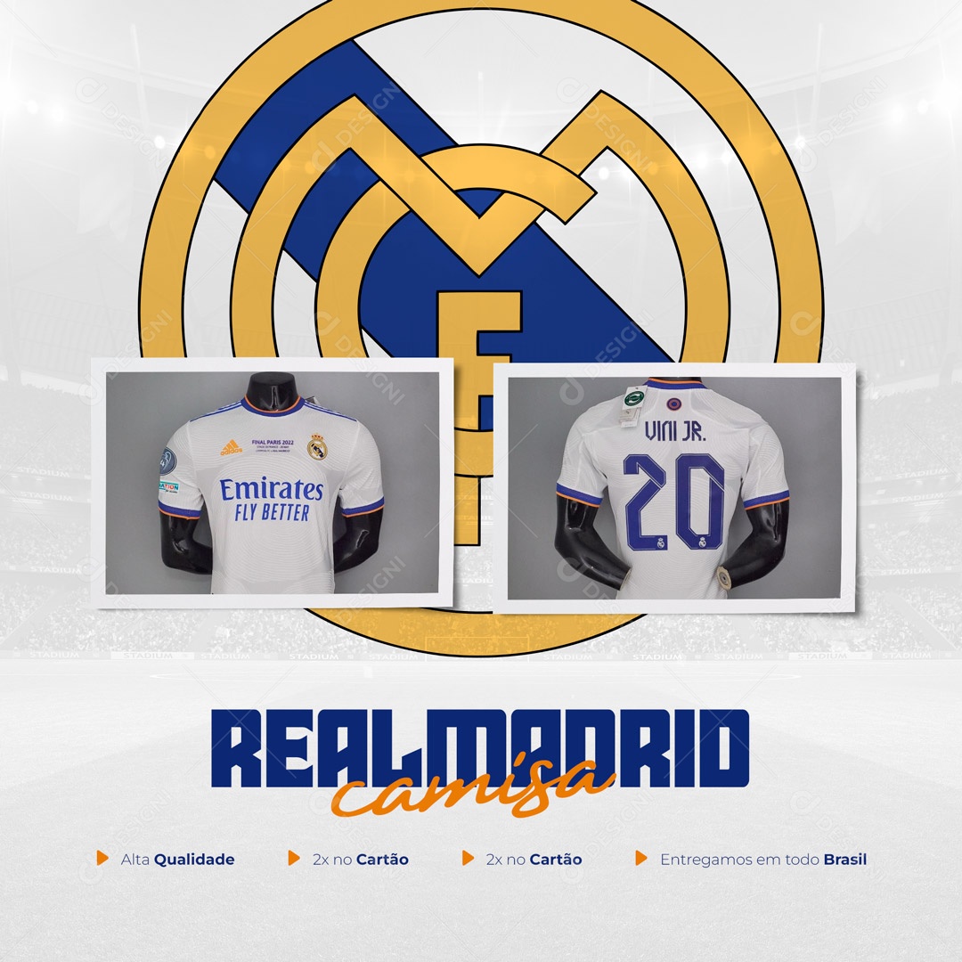 Loja de Artigos Esportivos Camisa Real Madrid Social Media PSD Editável