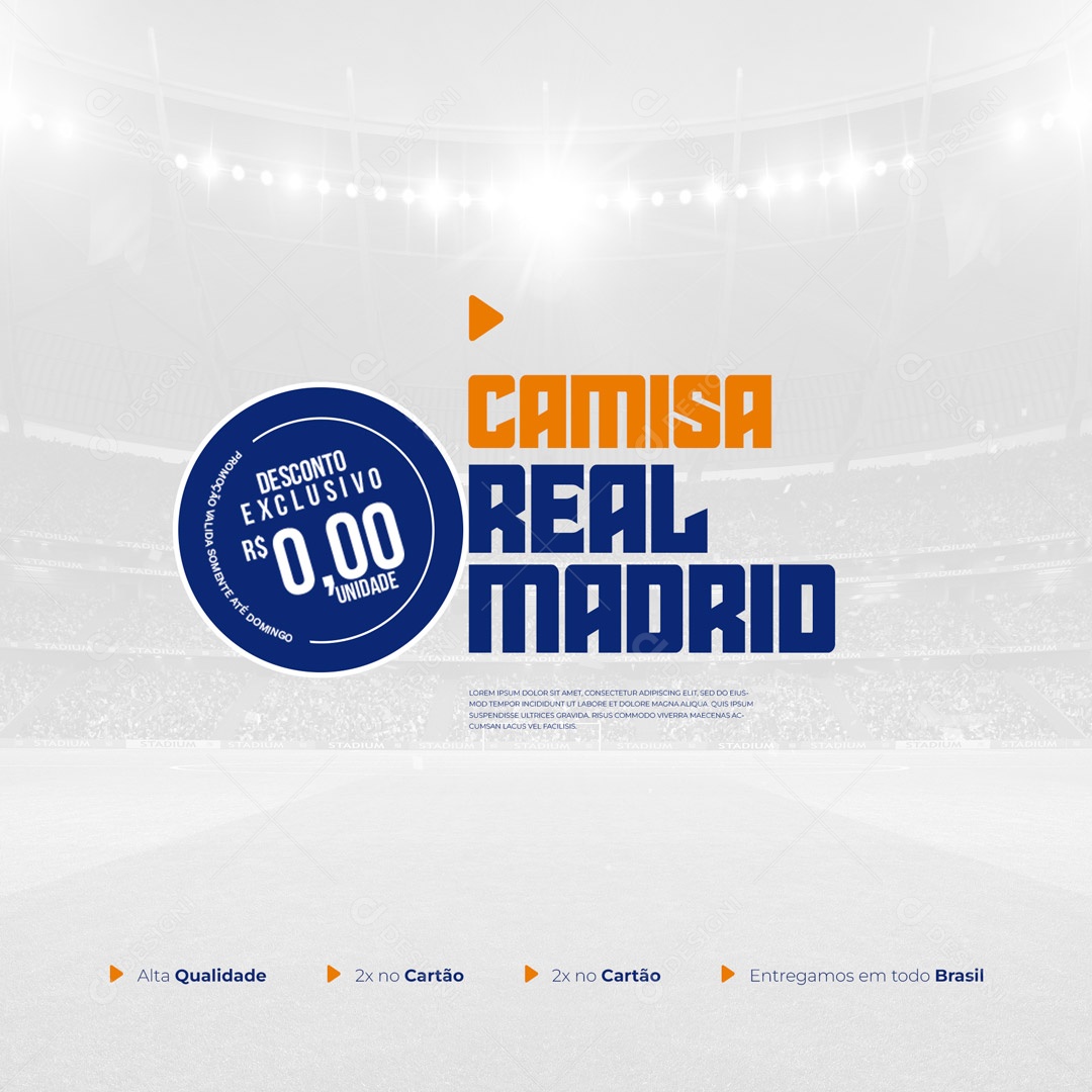 Loja de Artigos Esportivos Camisa de Times de Futebol Camisa Real Madrid Social Media PSD Editável