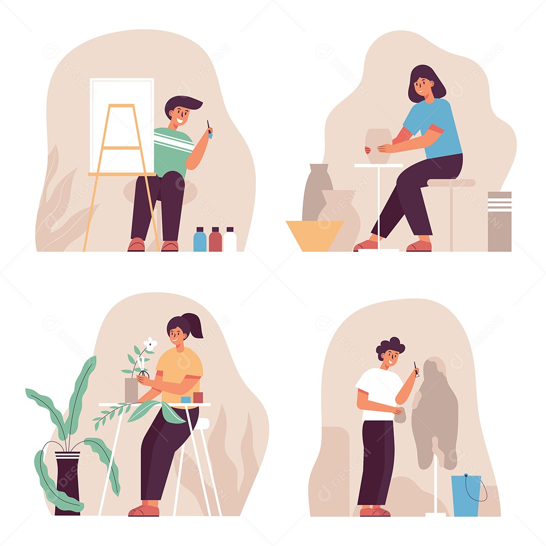 Várias disciplinas de artistas pretendem trabalhar na arte Vetor EPS