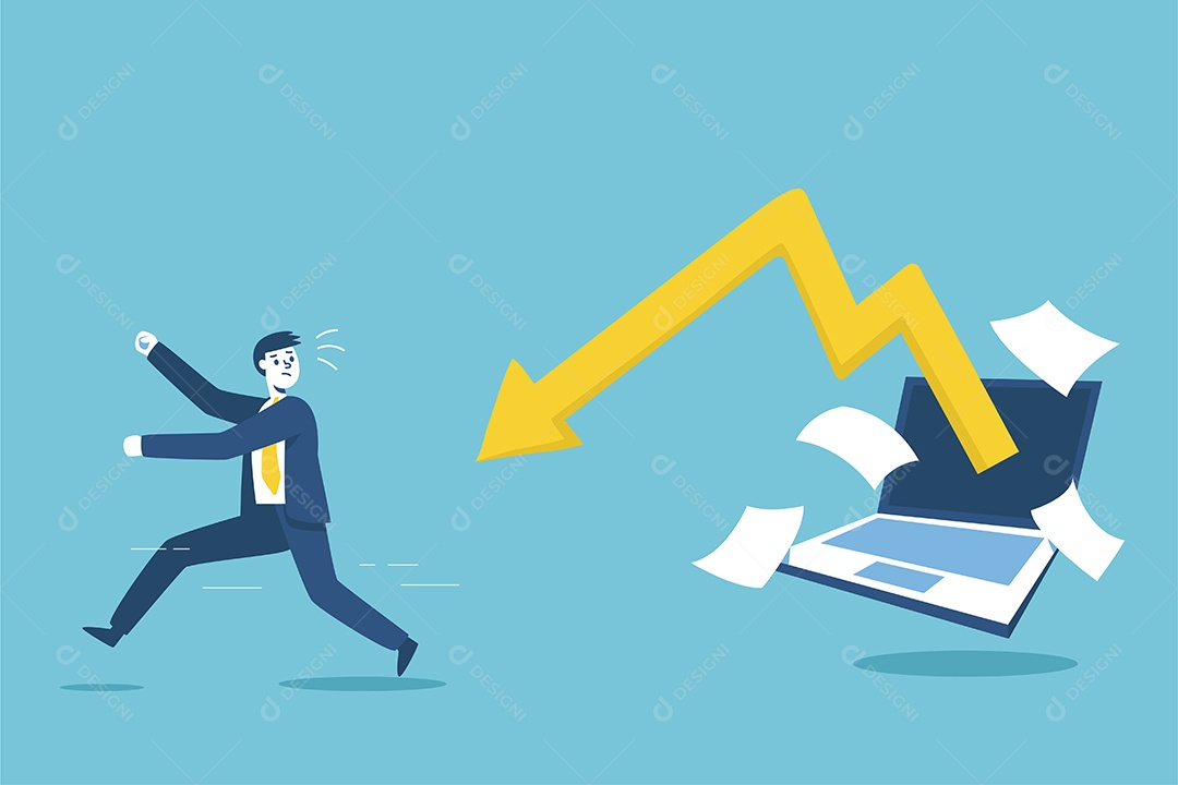 Investidores de negócios tentando escapar da queda do mercado de ações Vetor EPS