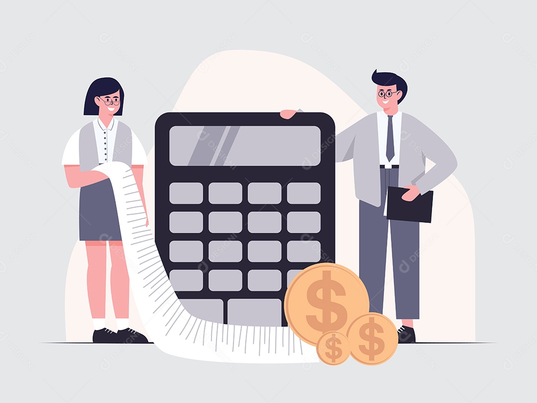 Os Funcionários do departamento Financeiro estão calculando as despesas Vetor EPS