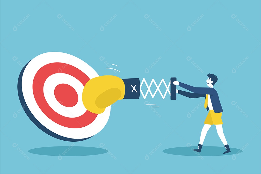 Um Homem de Negócios agrupado no meio do gol significa um Vetor EPS