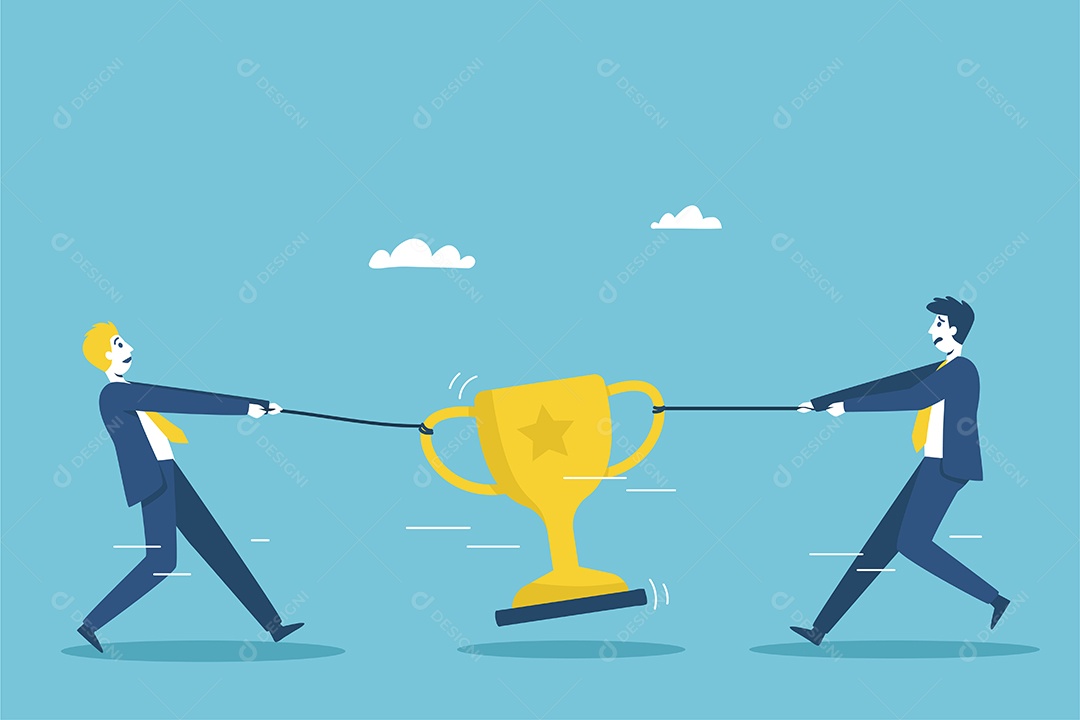 Conceito de competição de negócios. Dois rebocadores de empresário arrebatando trop Vetor EPS