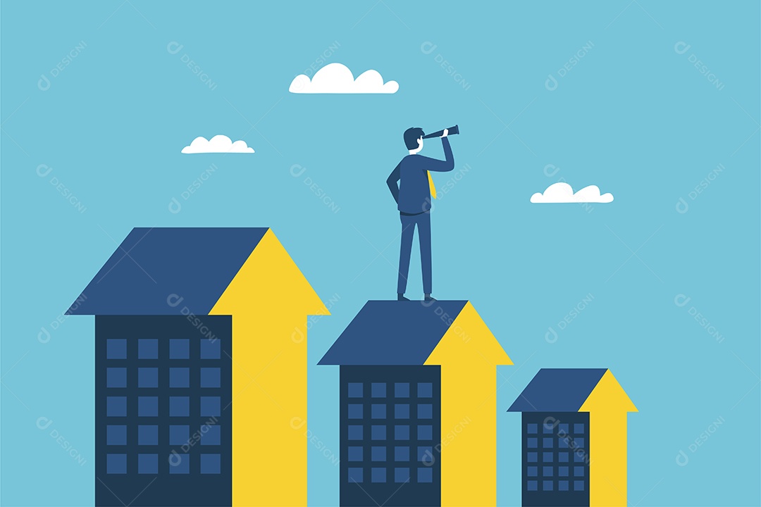 Empresários olham para a direção futura e criam uma direção Vetor EPS