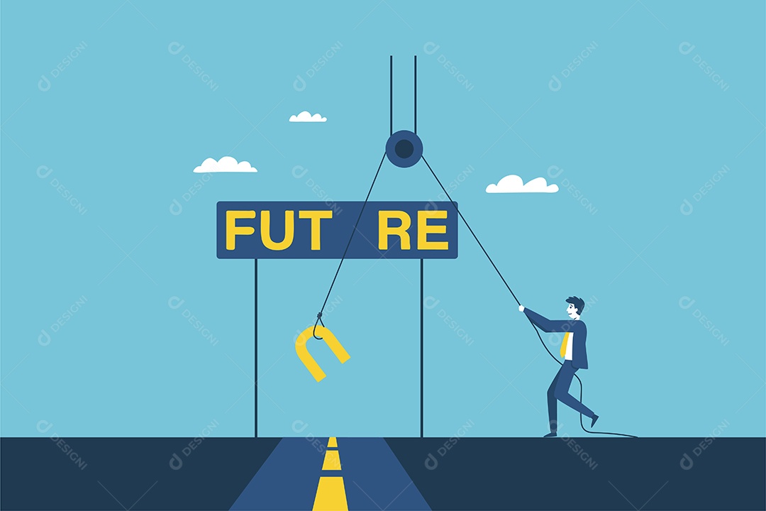 Empresários olham para a direção futura e criam uma direção Vetor EPS