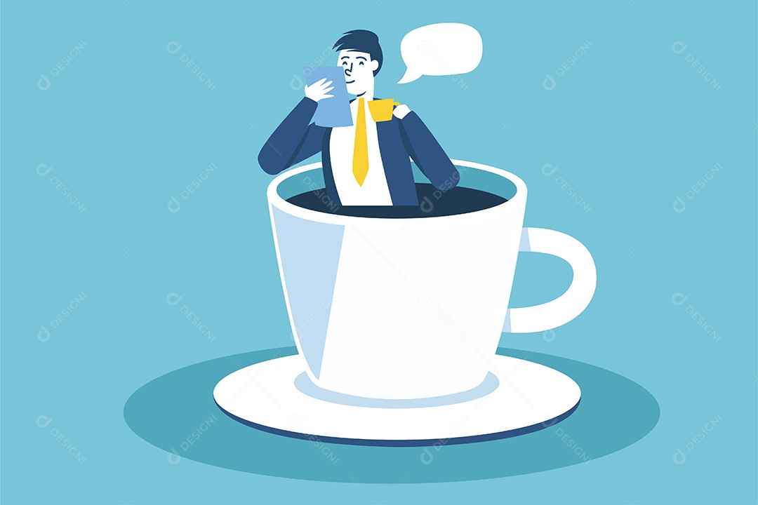 Empresário relaxa do trabalho duro tomando Café Vetor EPS