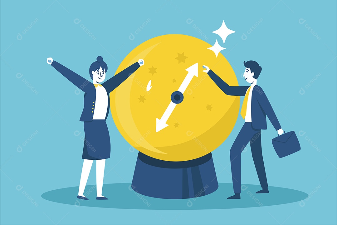 Empresários giram a roda da fortuna para determinar a direção Vetor EPS