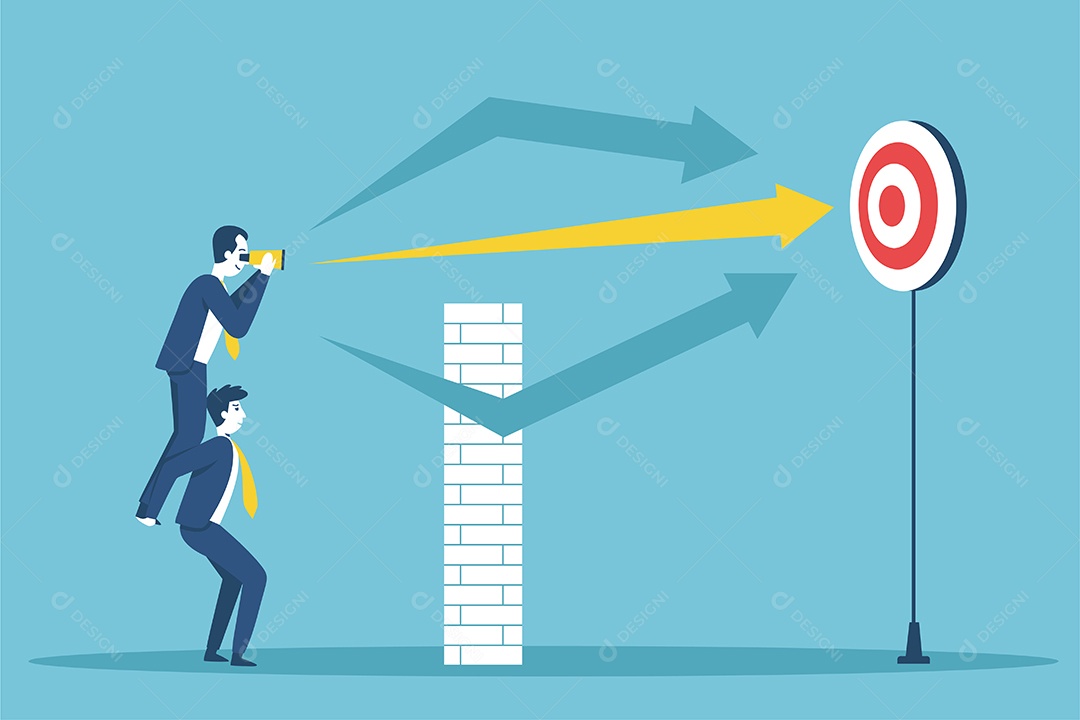 Empresários apontando para uma direção no meio do Alvo Vetor EPS