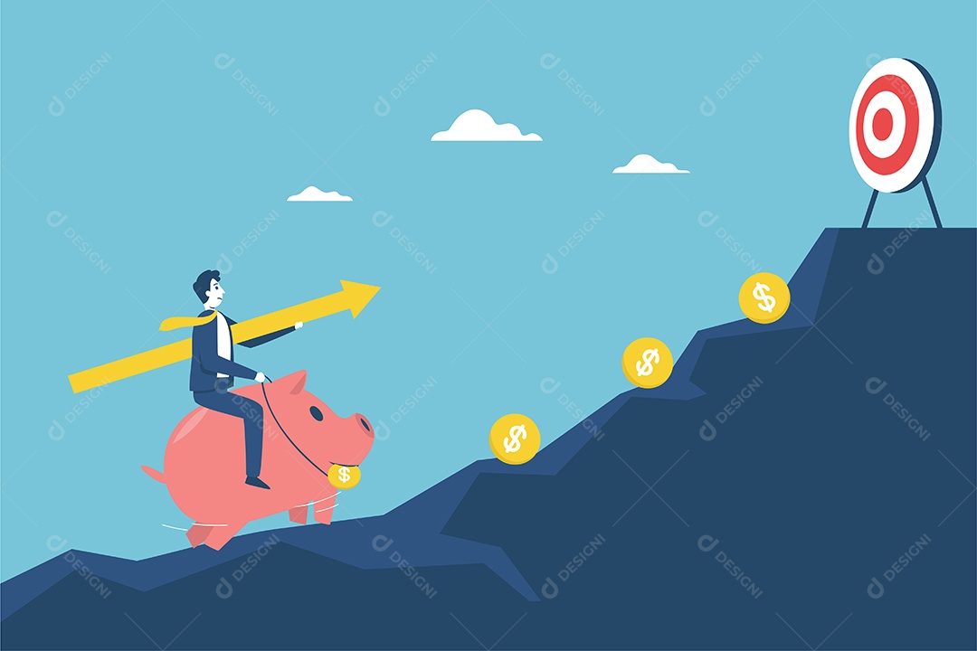 Um Empresário atacando um alvo significa administrar um negócio em ordem Vetor EPS