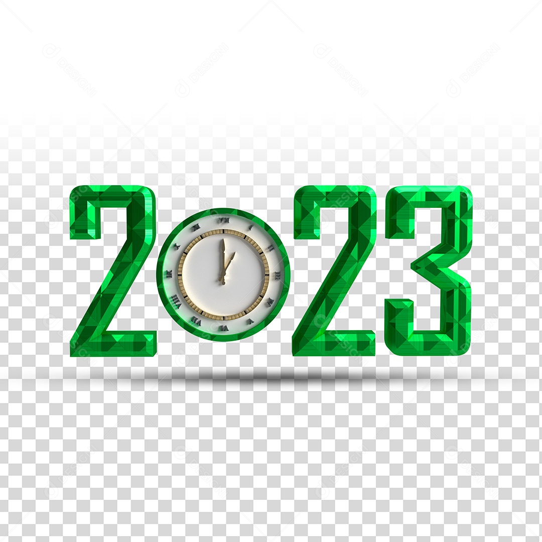Elemento 3D 2023 Verde Ano PSD