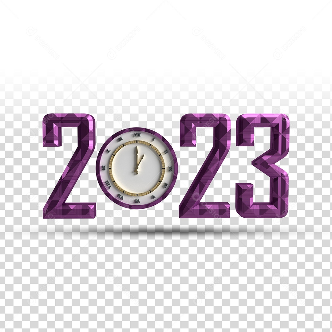 Elemento 3D 2023 Roxo Ano PSD