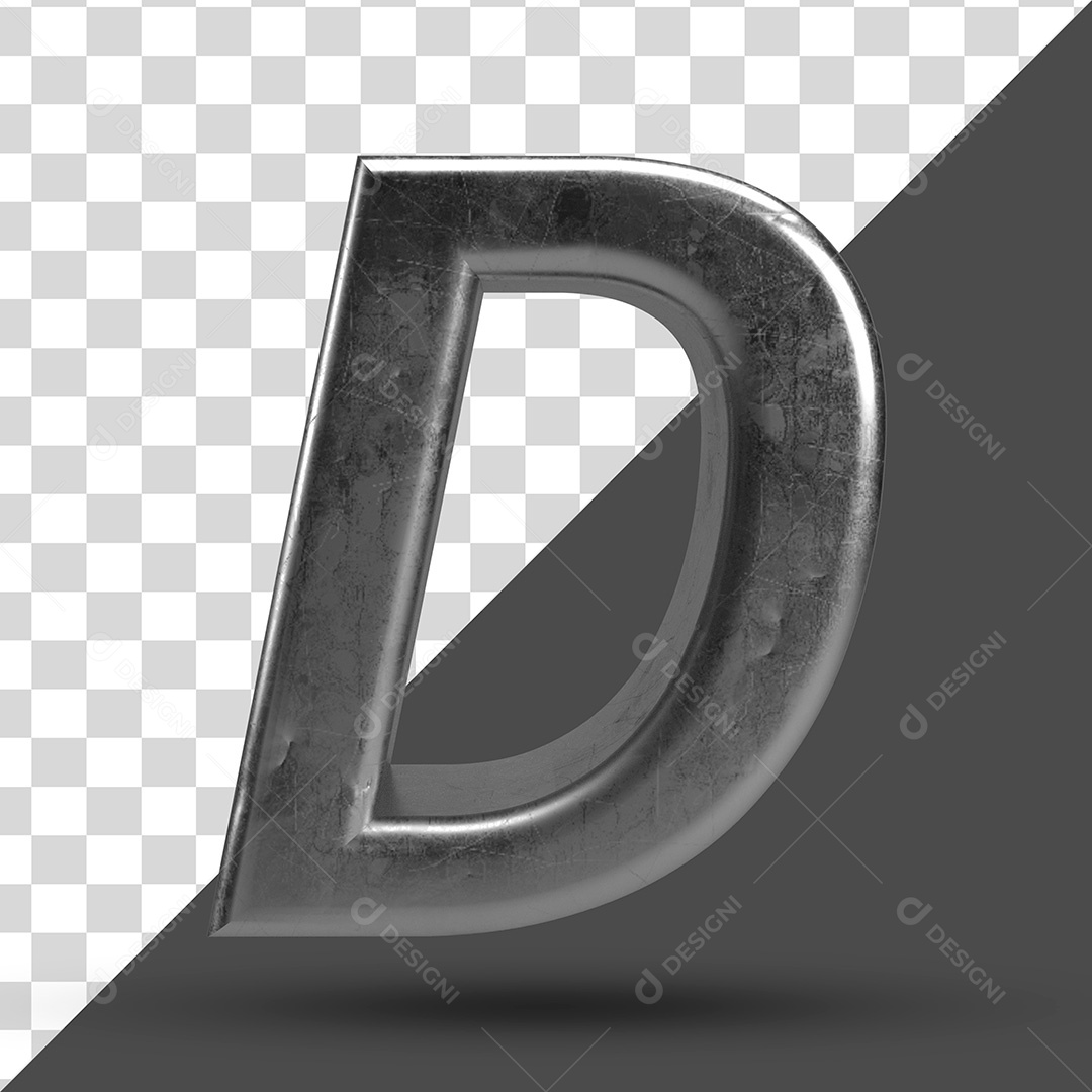 Letra D 3D PSD Para Composição